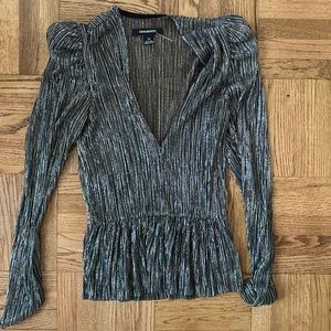 Sabina Musayev silver sparkle peplum top